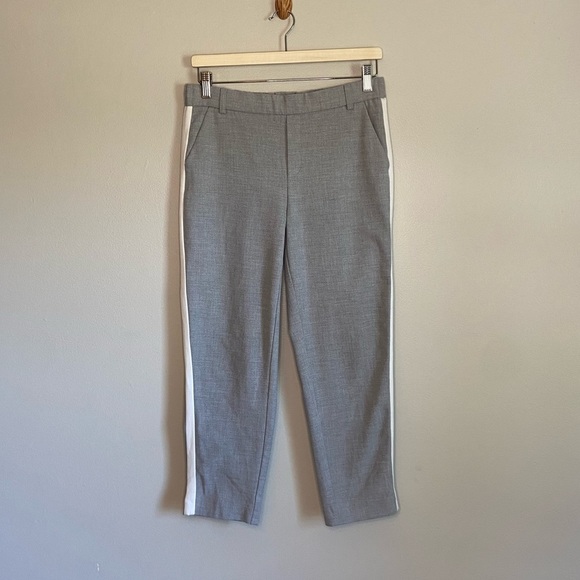 Zara Gray White Side Stripe Cropped Trouser Pant - Picture 3 of 12